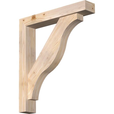 Ekena Millwork Funston Block Smooth Bracket w/ Offset Brace, Douglas Fir, 5 1/2"W x 32"D x 36"H BKT0604X32X36FST05SDF